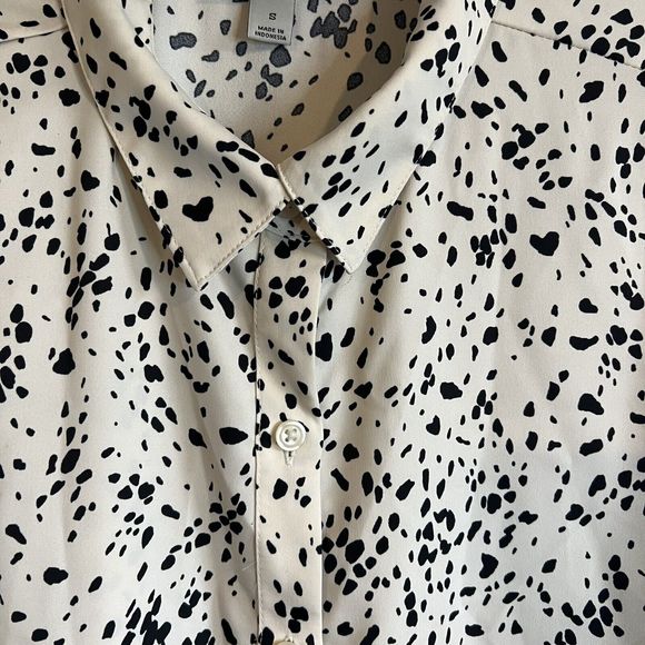 A New Day Women's Shirt Sleeve Satin Button-Down Leopard Spotted Size Small NEW - Picture 6 of 9